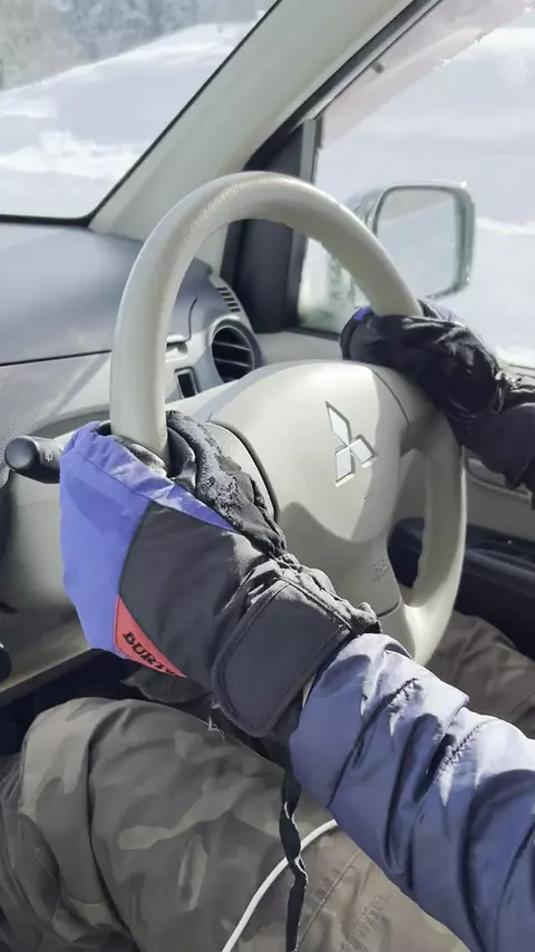 Driving through deep snow on a road trip